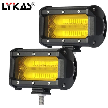 

LYKAS 5 inch LED Light Bar Off Road Truck ATV SUV 4X4 Motorcycle LED Fog Light 12V 24V White Yellow