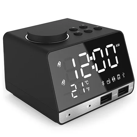 

Exelvan Portable Buletooth speaker with alarm clock Temperature Time Bluetooth Stereo Sound Speaker Digital Support TF Card AUX