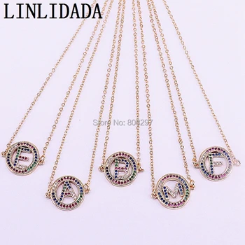 

15Pcs CZ Micro Pave Zirconia A-Z Letter Pendant Necklace Gold Color Alphabet Letters Charm Necklace