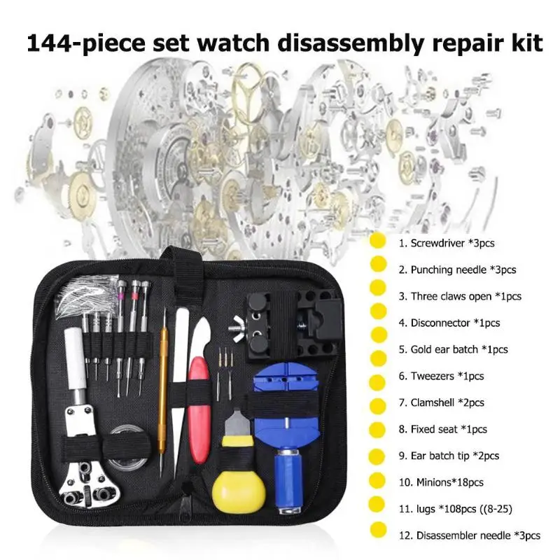 144/142Pcs Watch Tools Watch Opener Remover Spring Bar Repair Pry Screwdriver Clock Watch Repair Tool Kit Watchmaker Tools Parts