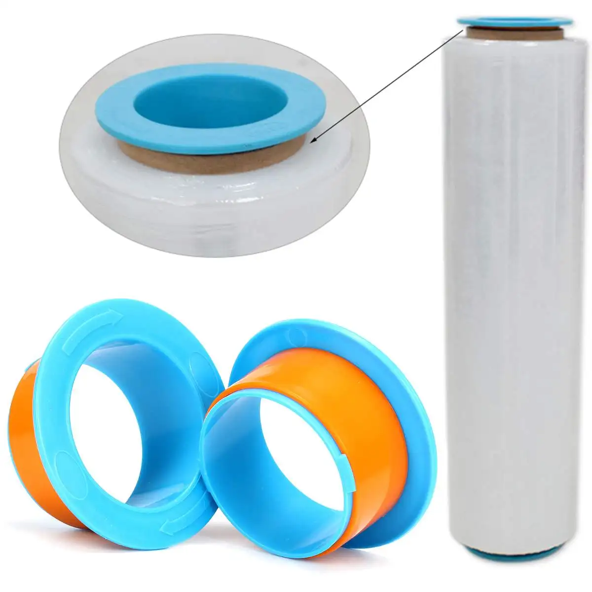 

2Pcs Stretch Film Hand Saver Protector Wrapping Machines Films Port Lubricator For 3 Inch Diameter Film Core Rolls Hand Tools