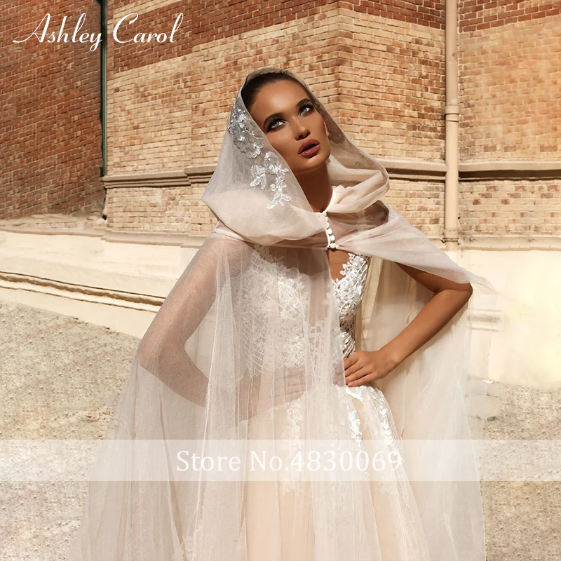 Свадебное платье Ashley Carol, светильник, глубокий v-образный вырез, бретельки-спагетти, открытая спина, элегантное французское платье невесты, платье на заказ