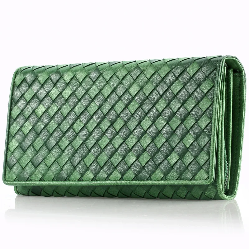

Long Women Wallets Cow Leather Knitting wallet Female Purse Ladies Phone Pocket Clutch Money Bag Zipper Card Holders Carteira