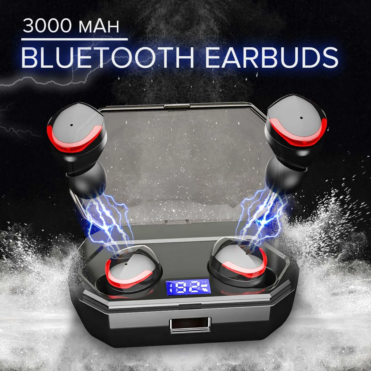 

Wireless bluetooth 5.0 Earphone Headset IPX7 Waterproof CVC8.0 Noise Cancelling 3000mAh Charging Box Power Bank for Phone PC