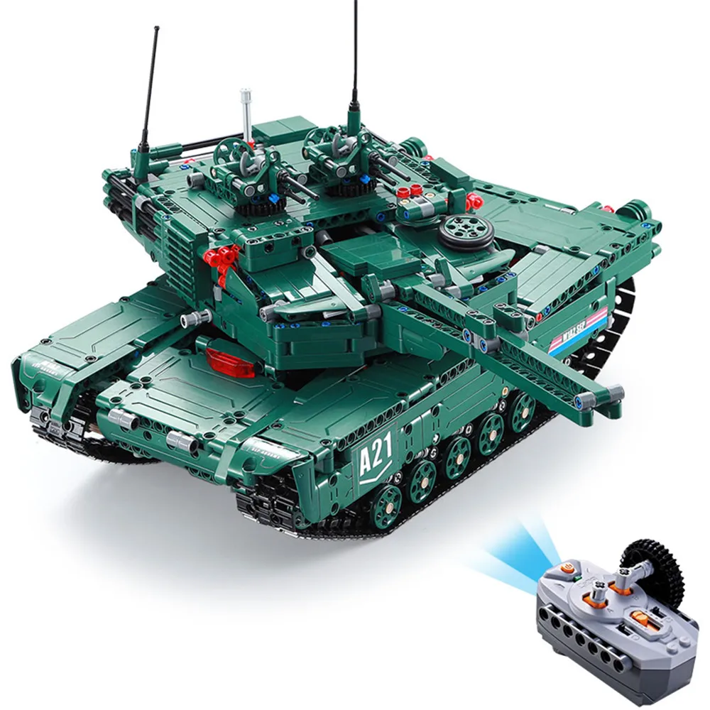

Cada Double E 1498PCS RC Tank With Motor Box Military Tank Power Function Building RC Blocks Bricks DIY Enlighten Toys For Boys