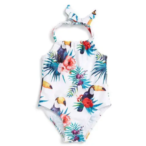 

Adorable Toddler Bathing Suit Baby Girl Cartoon Hornbill Swimwear Halter Backless Swimsuit Summer Beachwear Hot Sale Clothes