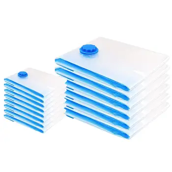 

Best 14 pcs. Set Vacuum Bag, 6 Jumbo (80x100cm) + 8 Small (40x60cm) Travel Vacuum 77% Space Saver Reusable for bed linen, blan