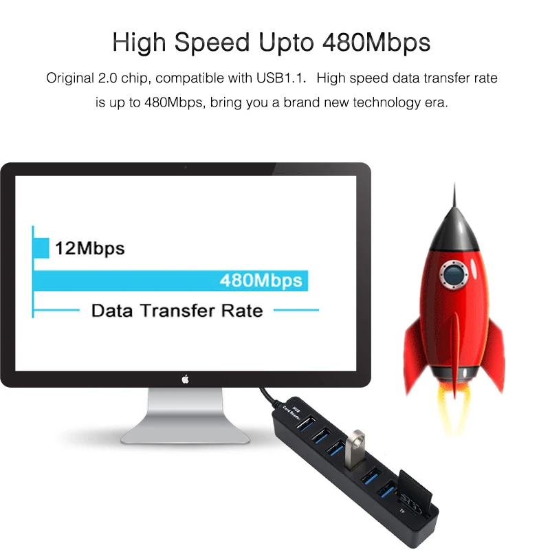 Разветвитель Kebidu на 6 USB портов высокоскоростной разветвитель с 3 портами 2 0 и