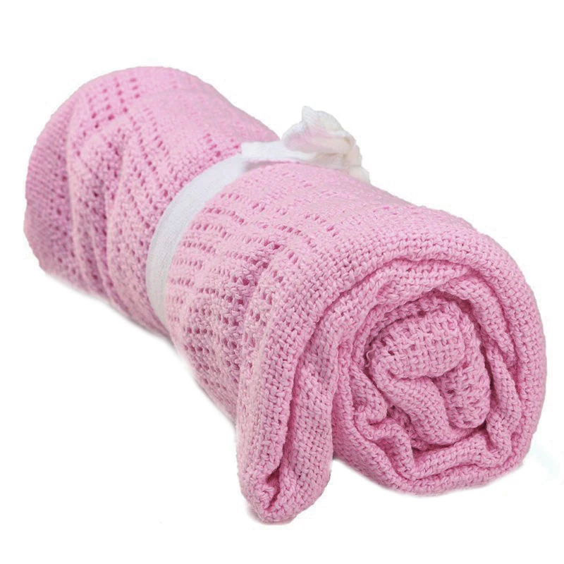 

Cotton Baby Infant Cellular Soft Blanket Pram Cot Bed Crib Solid Color Blanket