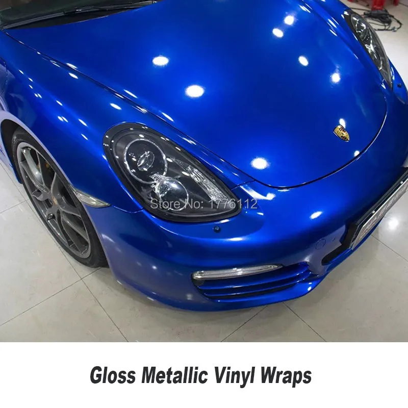 Super glossy candy colored glitter car body wrap vinyl film blue glossy