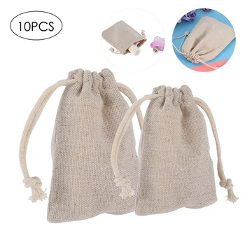 

10PCS Linen Pouches Packing Drawstring Bag for Gift Jewelry Party Wedding Favor
