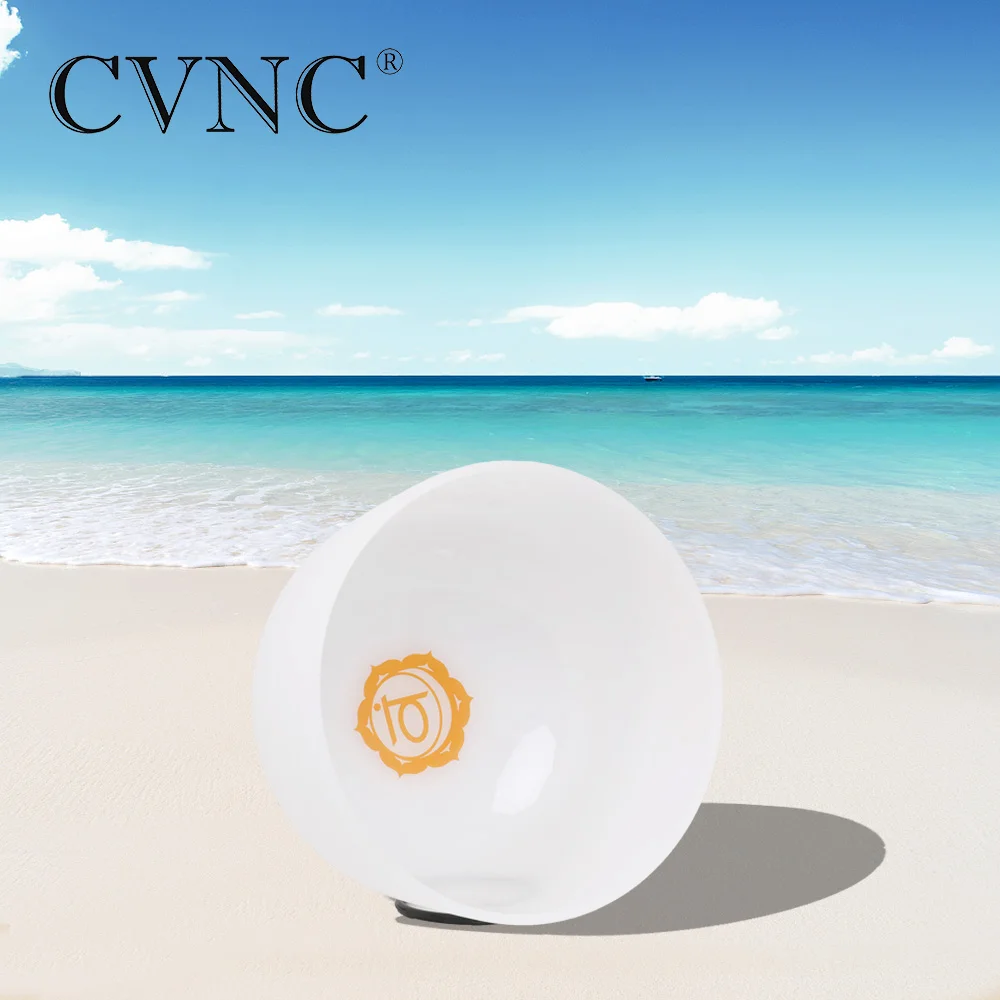 

CVNC 8 Inch D Navel 440hz 432hz Orange Chakra Symble Pattern Quartz Crystal Singing Bowl