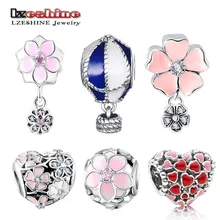 

LZESHINE S925 Silver Enamel Flower Charms Bead Fit Original Pandora Bracelets DIY Jewelry Accessories Pendant Beads