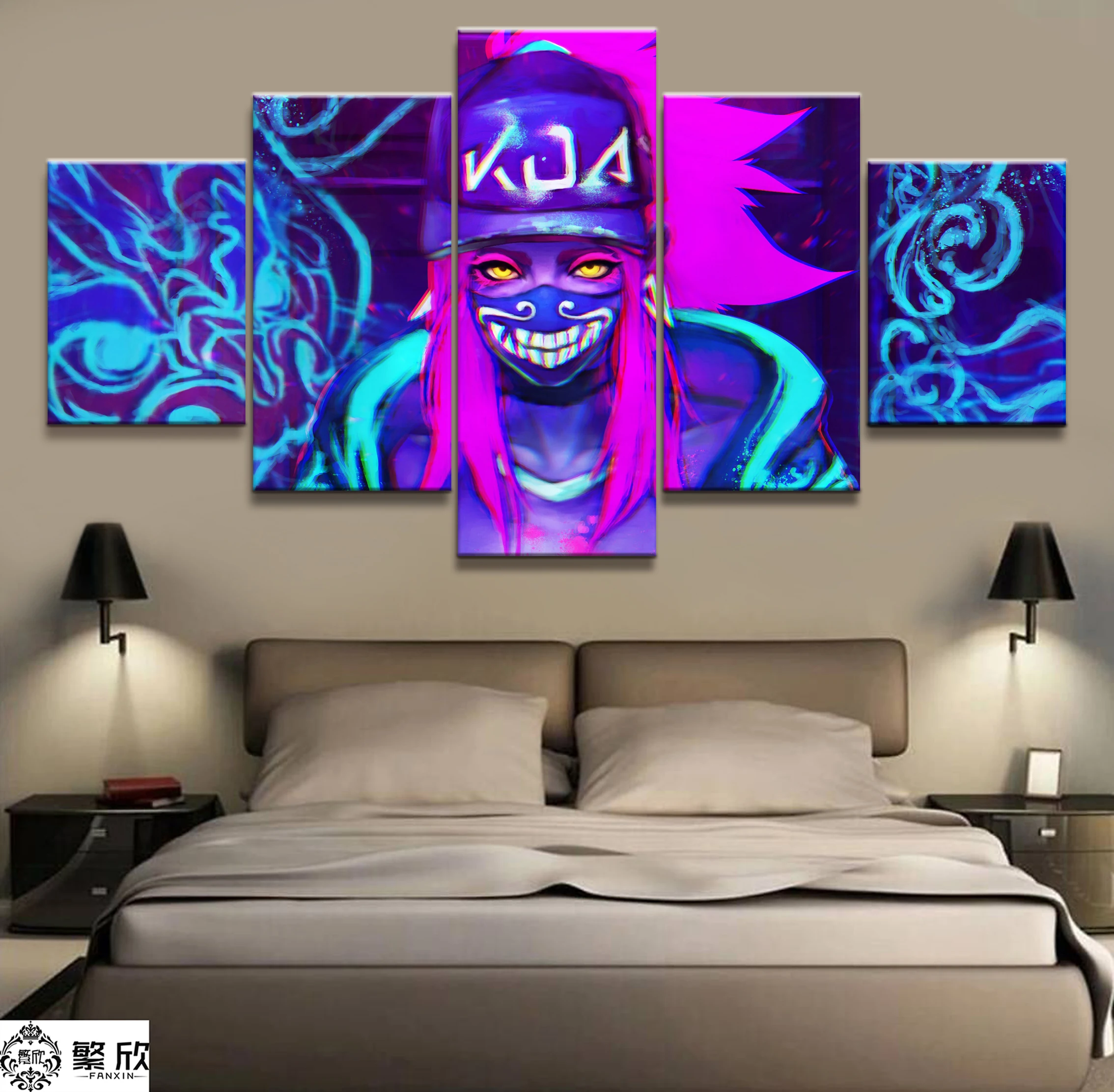 

Home Decor Canvas Picture 5 Piece Graffiti Kaisa K/DA League of Legends LOL Game Painting Poster Wall For Home Canvas Wholesale