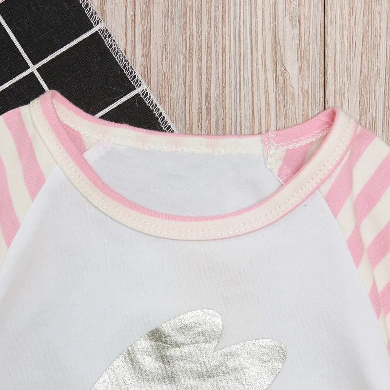 New Arrival Baby Girls Print Pink Bunny Rabbit Cute Striped Cotton Boutique Top T-shirt Children Clothes White Ruffles New Arrival Baby Girls Print Pink Bunny Rabbit Cute Striped Cotton Boutique Top T-shirt Children Clothes White Ruffles