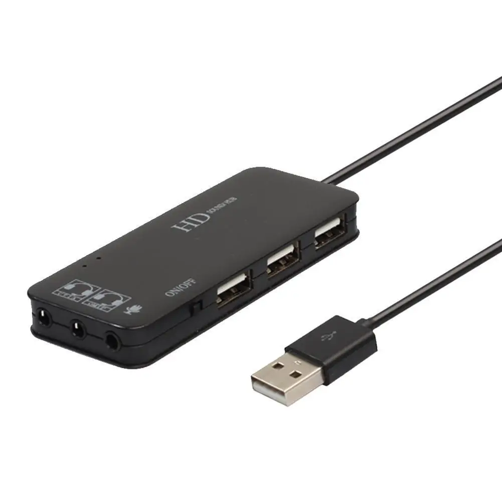 3 порта Usb 2 0 концентратор внешний 7.1Ch звуковая карта гарнитура микрофон адаптер