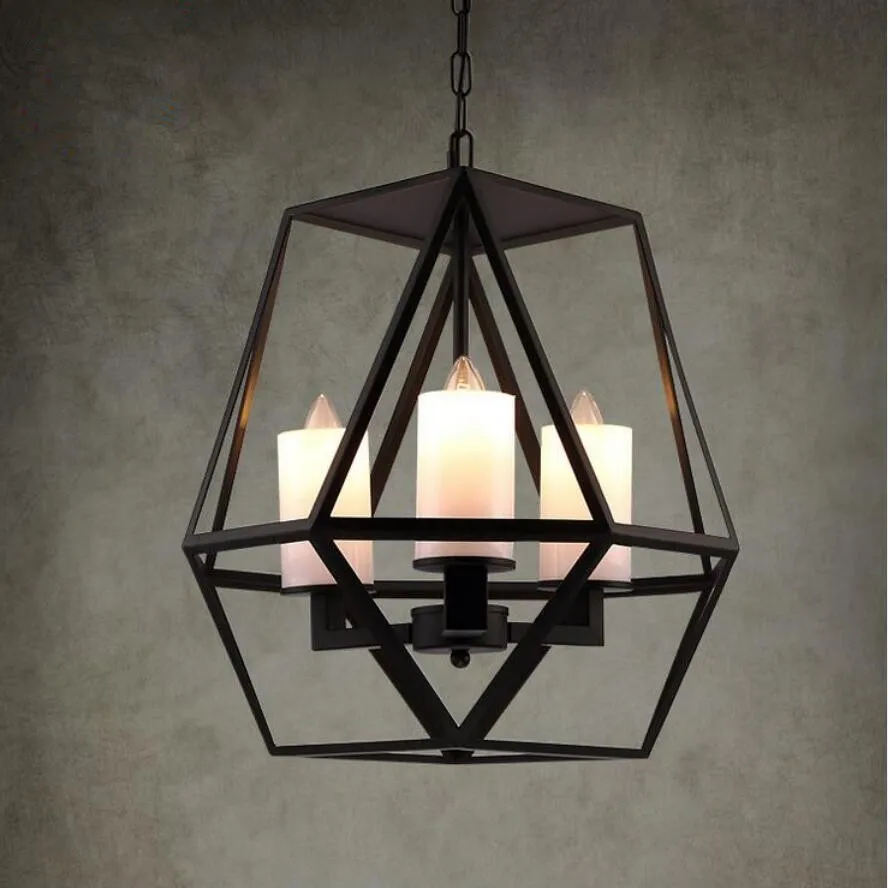 

New Retro Candle Chandeliers Restaurant Iron Living Room Led Lamps Loft Black Chandelier E27 Lustre Lighting Chandelier Z15