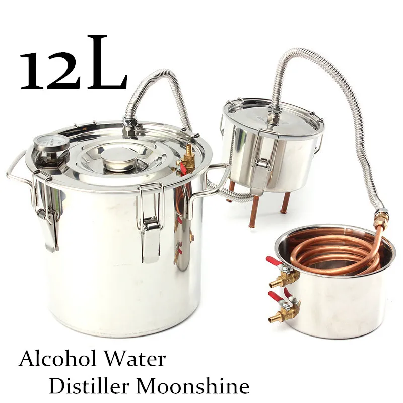 

12L DIY Home Distiller Moonshine Alcohol Stainless Copper Water Wine Essential Oil Brewing Kit +Thumper keg+Condenser Keg