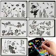 10 шт. DIY Монтессори игрушки для рисования бумага для скретч арта с полым рисунком ручного рисования доска игрушки для детей