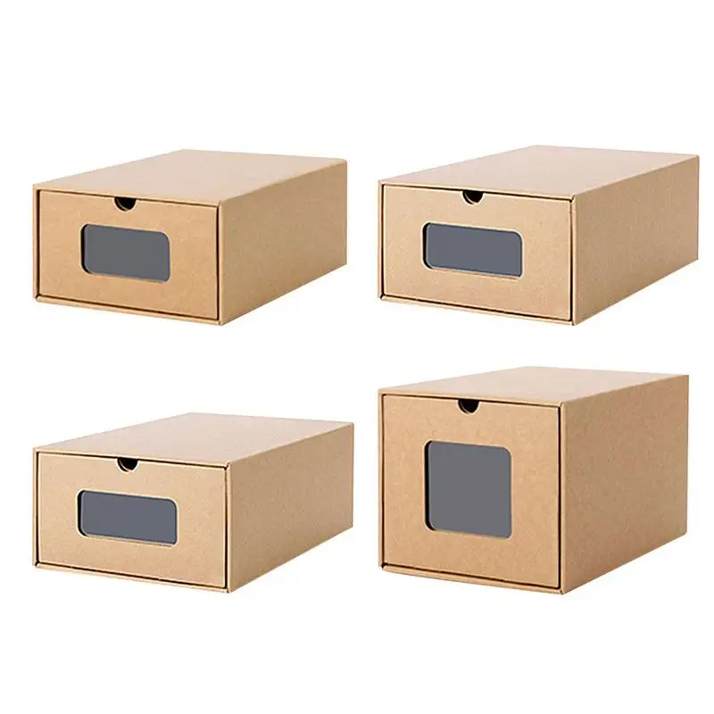 

Stackable DIY Perspective Shoe Box Transparent Drawer Storage Shoe Case Environmentally Friendly Foldable Kraft Paper Shoe Box