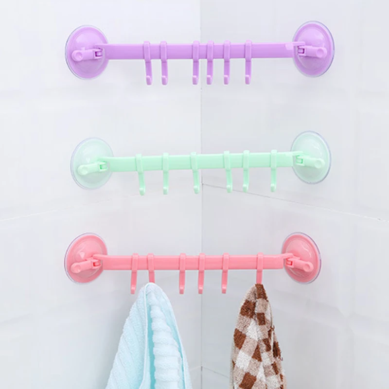 

Bathroom Hook Rack Double Suction Towel Sucker Multifunctional Hook Rack Hanging Shelves Hook Holders Lock Type For Kitchen