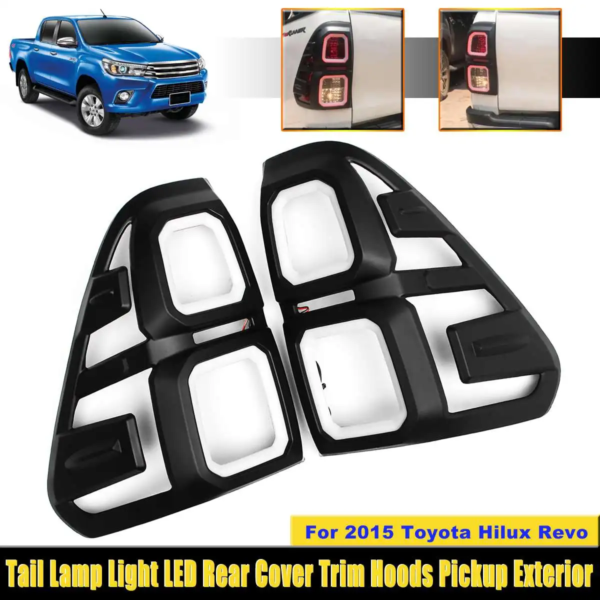 

LED Rear Tail Lamp Lights Cover For Toyota Hilux Revo 2015 LED Lamp Hoods LED Tail Lights Trim Hoods Pickup Auto Accessories