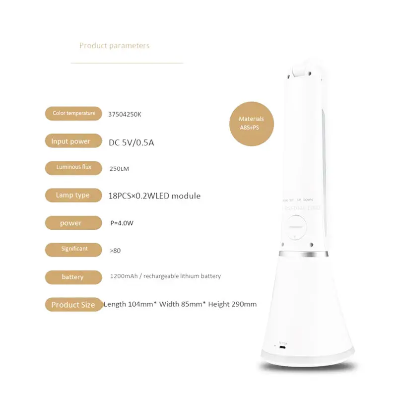  Led Desk Lamp 4W Foldable Dimmable Usb Table Light With Calendar Temperature Alarm Clock Atmosphere