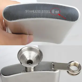 

8oz Hip Drink Liquor Whisky Alcohol Flask Screw Cap Funnel Cap Steel