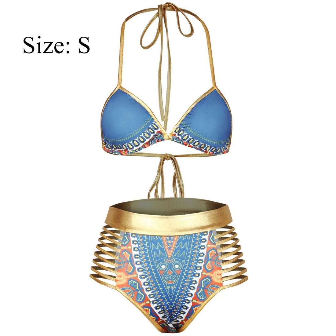 

2pcs Creative Print Sexy Bandage Bikini Fashion Trend Halter Sling Swimwear