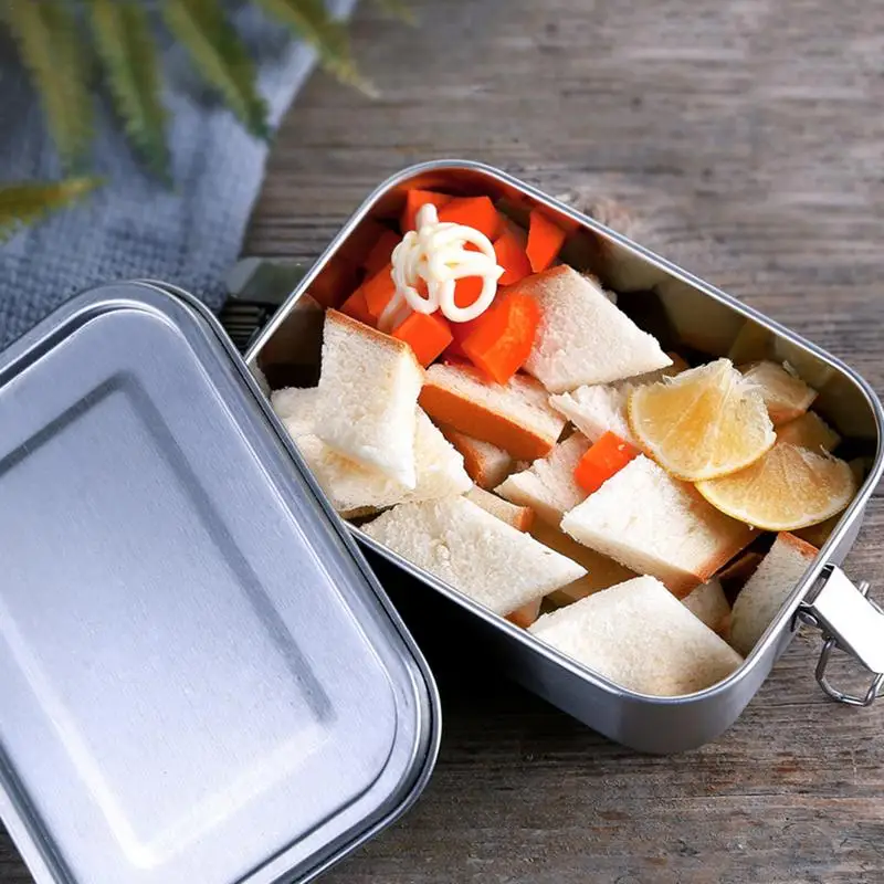 304 Stainless Steel Lunch Box Single Layer Adult Lunch Container Sealed Leakproof Rectangular ланч бокс 800ml