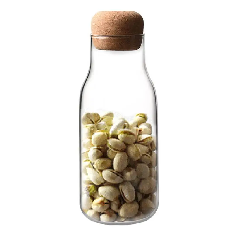 

New Simple Heat-Resisting Milk Juice Water Glass Bottle With Wooden Stopper Creative Transparent Glass Water Juice Milk Bottle