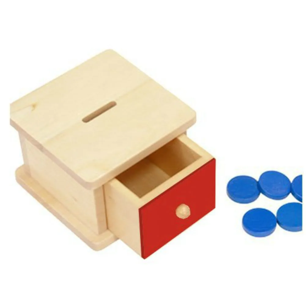  Infant & Toddlers Toy Baby Wooden Coin Box Piggy Bank Learning Educational Preschool Training Red+G