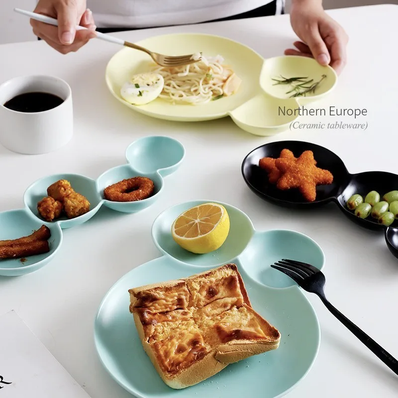 Креативный твердый керамический поднос для сервировки тарелок для еды, 4 цвета Фруктовая тарелка AKUHOME