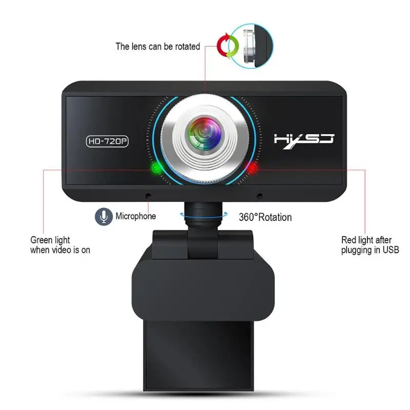 

HXSJ S90 USB Web Camera 720P HD 1MP Computer Camera Webcams Built-in Sound-absorbing Microphone for PC Computer