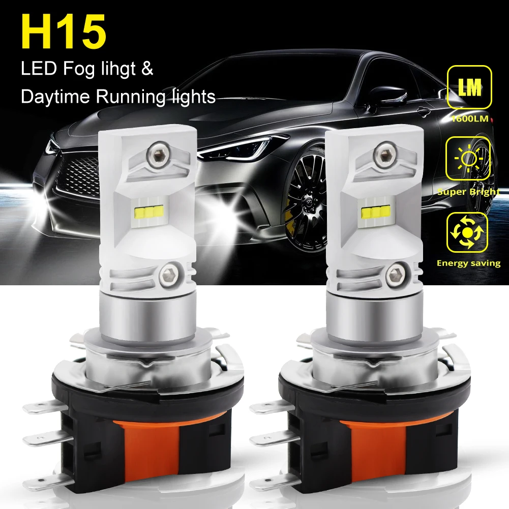 

2pcs H15 LED Car Fog Lamp 30W CSP 1919 chip SMD LED high power White 6000K Bulbs For Auto External Fog Light Headlight Lamp