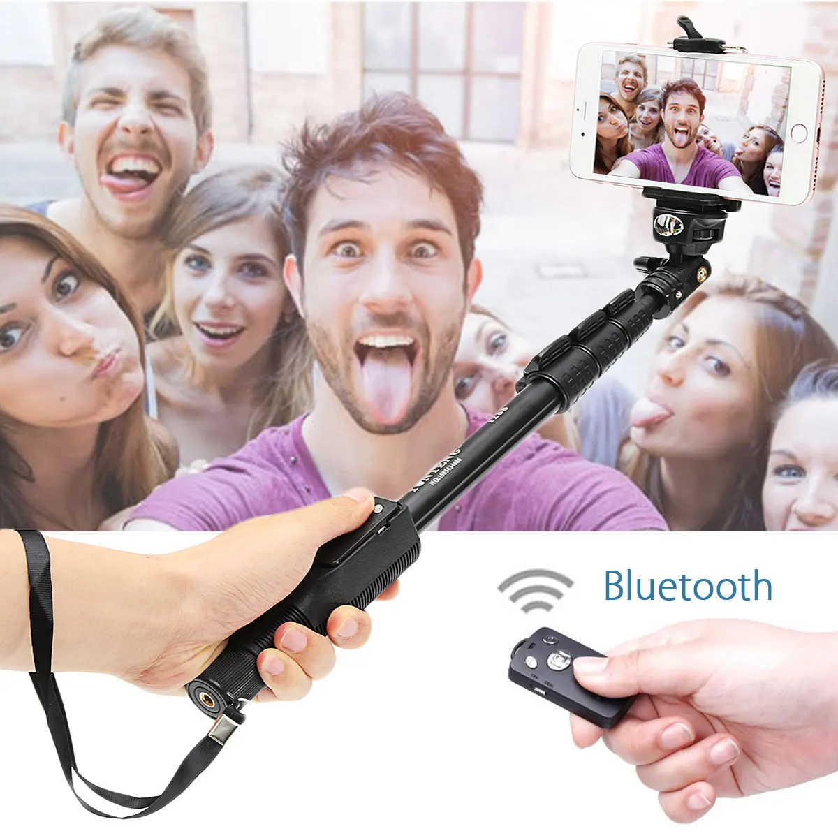 

Portable Extendable Selfie Stick bluetooth Monopod Adapter for iPhone X for Samsung for Huawei Smartphone for Gopro DSLR Camera
