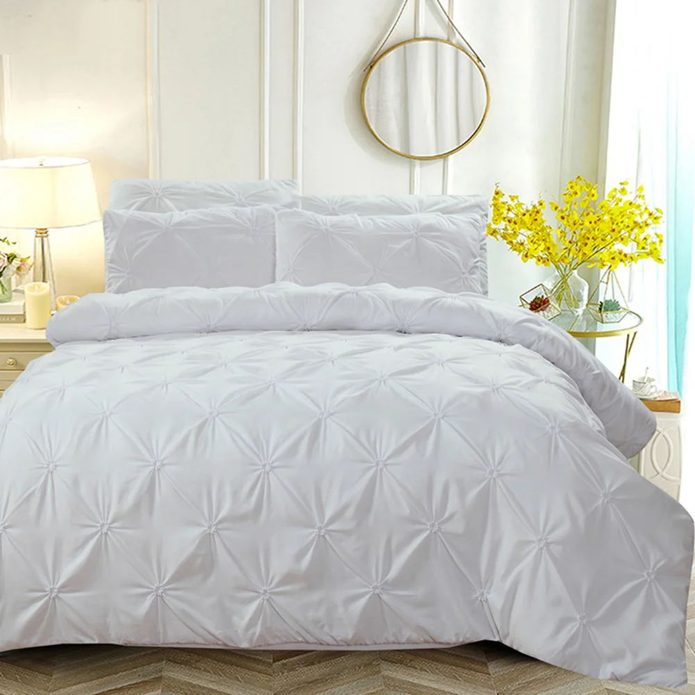 

3pcs Polyester Decorative Soft Bedding Duvet Cover Set Washed Pillowcase Zipper Home Textiles