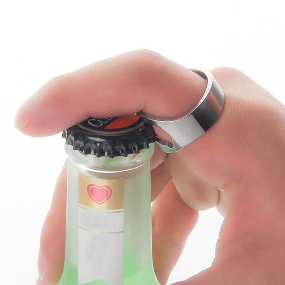 

Stainless Steel Beer Openers Creative Finger Ring Wine Openers Ring-Shape Beer Bottle Opener Versatile Kitchen Bar Tools