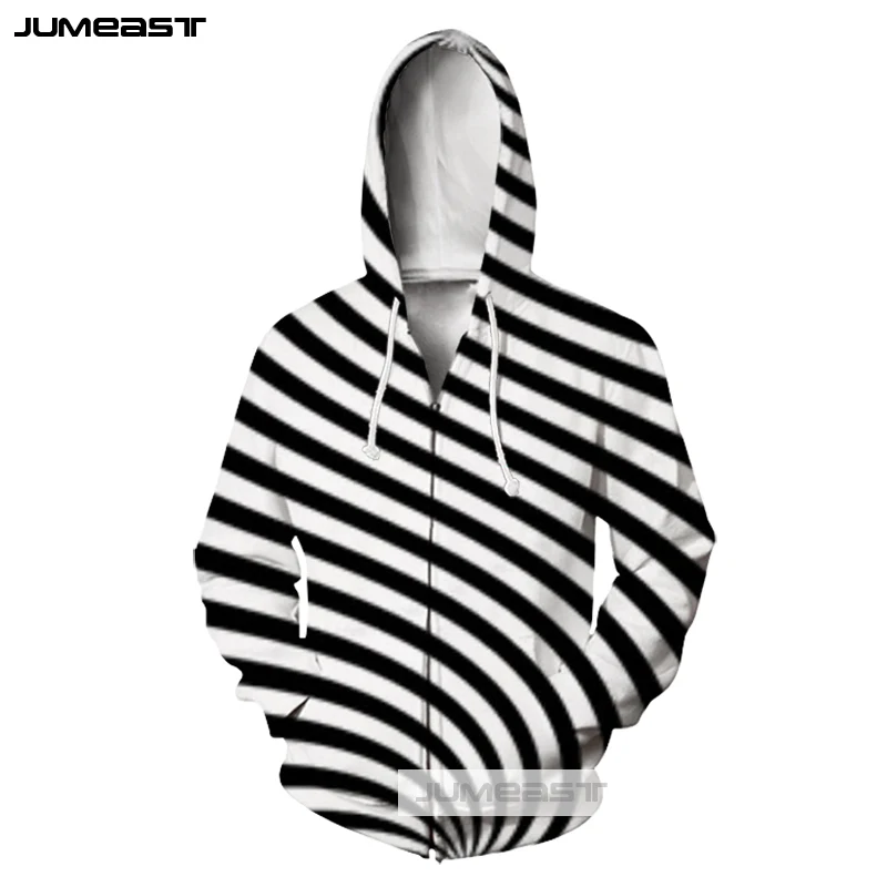 Jumeast черный белый гипнотический круг для мужчин/женщин 3D печатная толстовка на