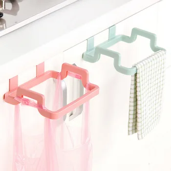 

1pc Creative Cupboard Door Back Hanging Trash Rack Storage Kitchen Garbage Bag Can Holder Hanging Kitchen Cabinet Trash Rack