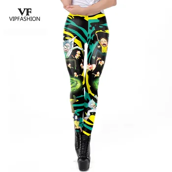 

VIP FASHION Rick And Morty Lady Leggings Women Plus Size Workout Cartoon Printed Comfortable Thin Fitness Leggings