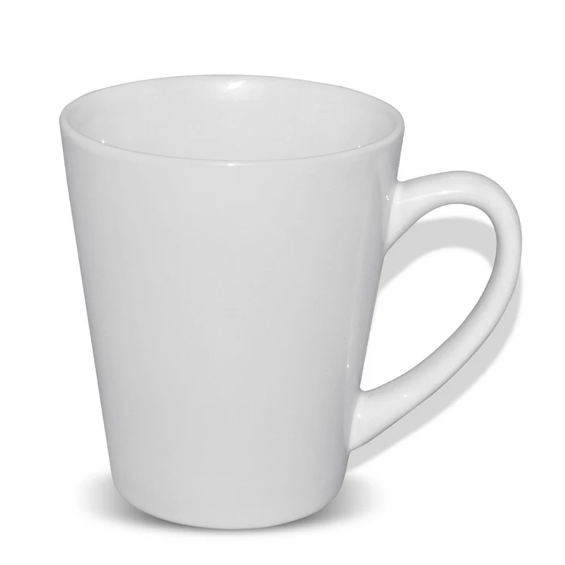 BLank Sublimation 12 oz white Ceramic cone shape Latte Mug coffee mugs for custom photo printing