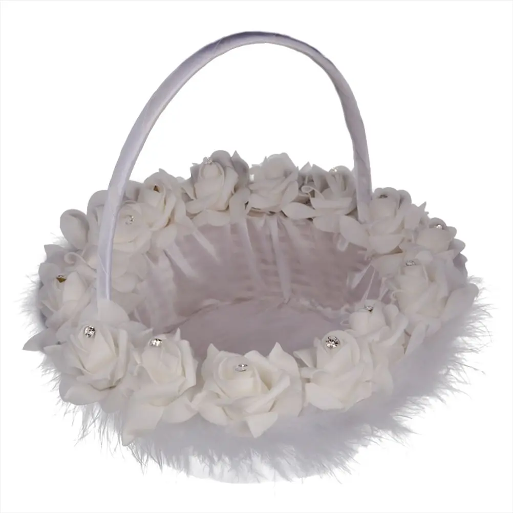 

Wedding Flower Girl Basket Feather Bride Basket for Wedding Ceremony Party Decoration