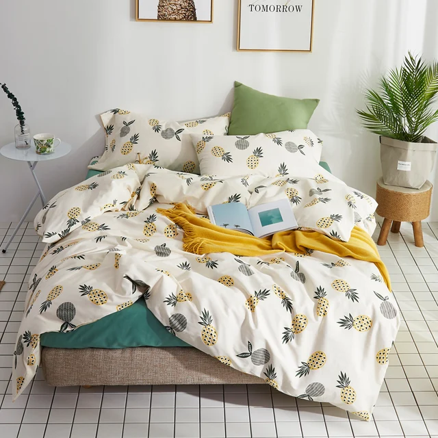 Best Price 40 Combed Pineapple Bedsheet Pillowcase Duvet Cover Sets Cotton Bedlinen Twin Double Queen King Size Bedding Set Best Price 40 Combed Pineapple Bedsheet Pillowcase Duvet Cover Sets Cotton Bedlinen Twin Double Queen King Size Bedding Set