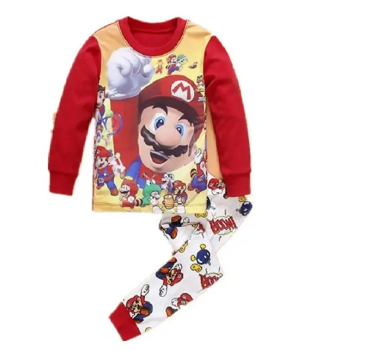 2Pcs kids Super Mario pajamas sets Boys and girls clothes cartoon long ...