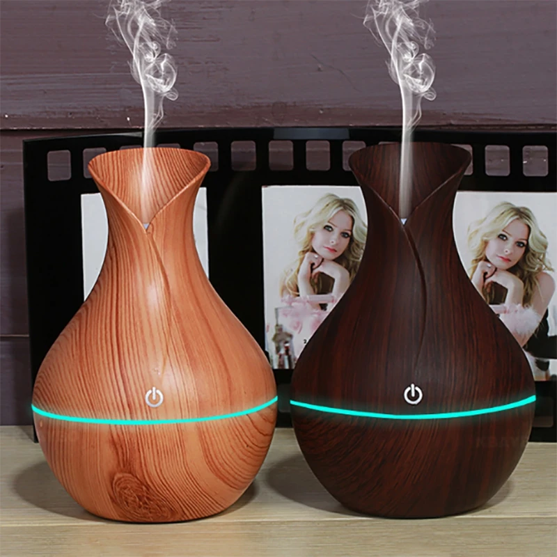 

USB Electric Aroma Air Diffuser Wood Ultrasonic Vase Aroma Essential Oil Diffuser 130ML USB Aromatherapy Cool Mist Humidifier