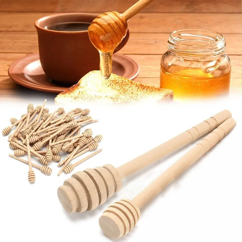 

1pcs Practical Long Handle Wood Honey Spoon Mixing Stick Dipper For Jar Coffee Milk Supplies Kitchen Tools