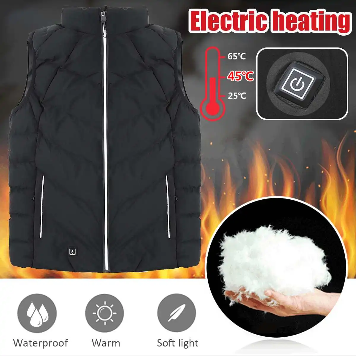 

Winter New Men Women Electric Heated Vest Heating Waistcoat Thermal L-4XL Ultra-thin Sleeveless Vest Outdoor Winter Warm Jacket