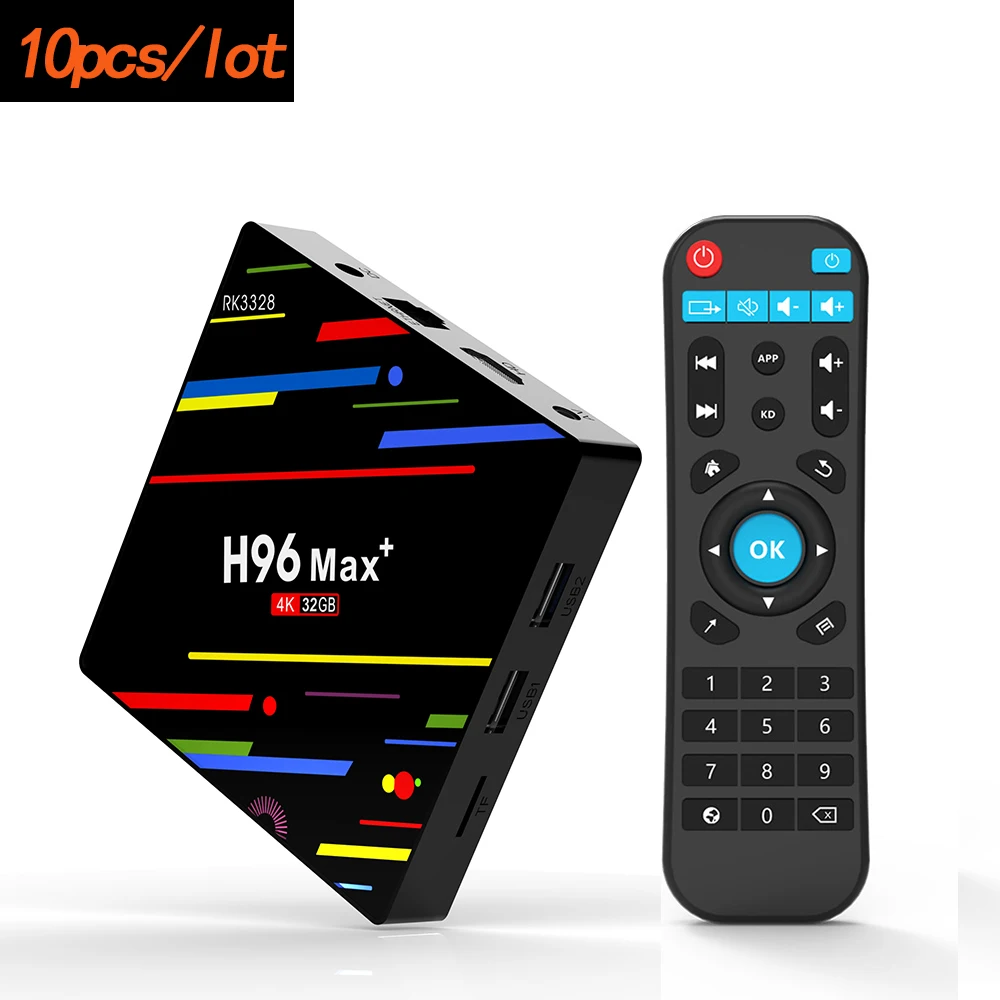 

10pcs Lot H96 MAX+ Android 8.1 RK3328 Quad Core Smart TV Box 4K Wifi 2.4G H96max Plus 4GB 32GB 64GB Media Set Top Box USB 3.0