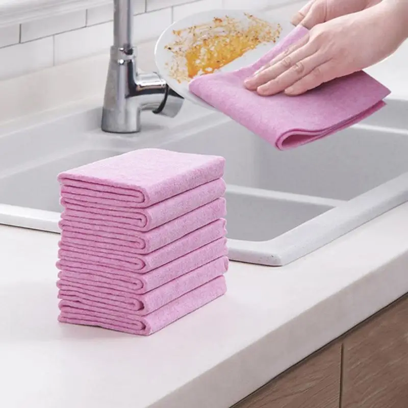 

5pcs Kitchen Anti-Grease Rags Thicken High Absorbent Dishcloth Coconut shell non-greasy Cleaning Cloth